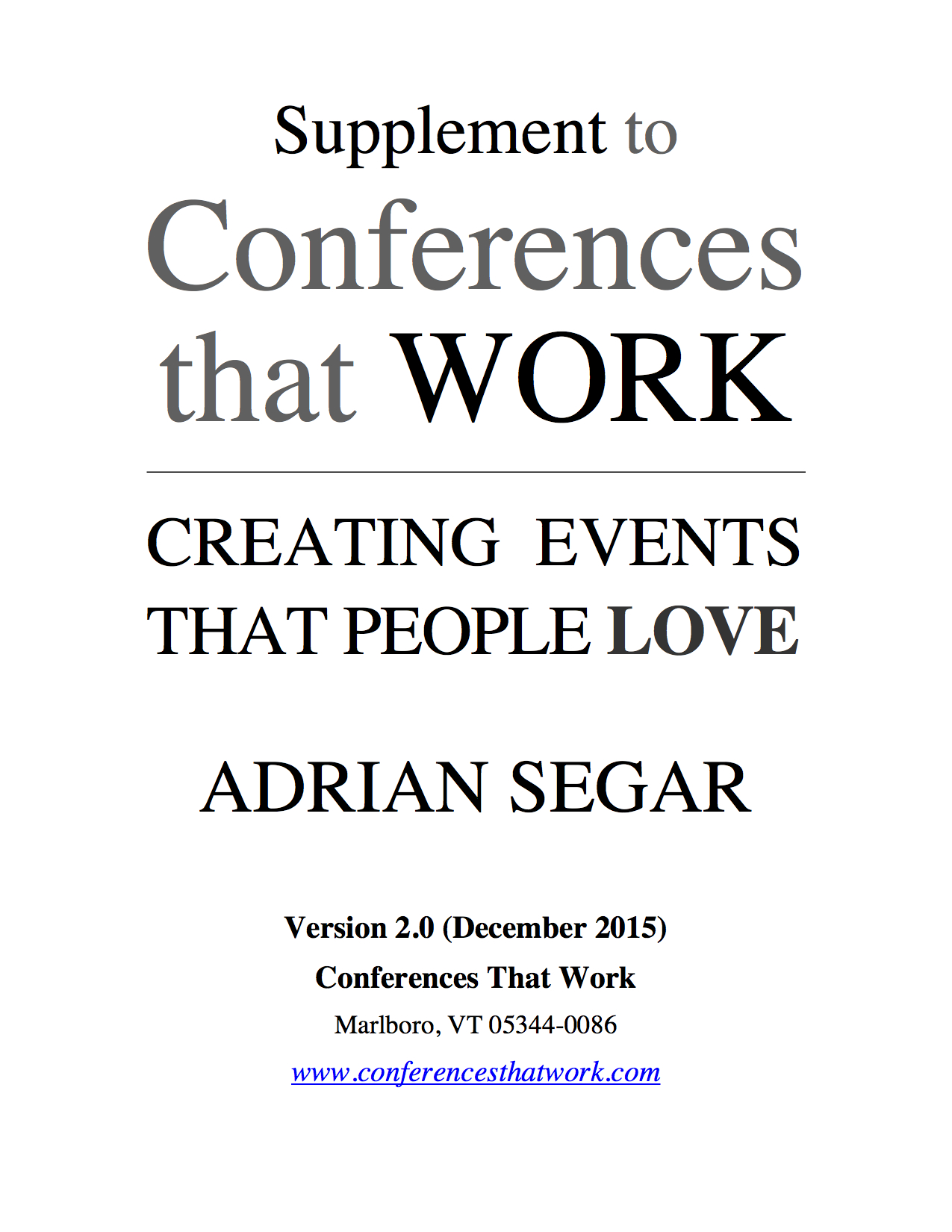 Conferences That Work supplement Version 2 cover Conferences That Work supplement Version 2 cover