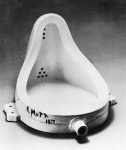 Marcel Duchamp Fountain, 1917, photograph by Alfred Stieglitz at 291 art gallery following the 1917 Society of Independent Artists exhibit.