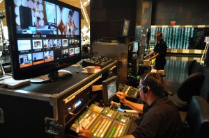 Hybrid event architecture ideas: a photograph of the production crew hard at work during Event Camp Twin Cities 2011