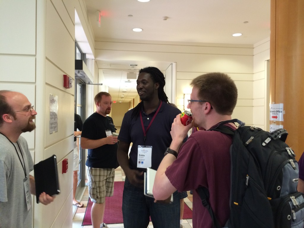 maximize social connection: a photograph of edACCESS 2014 participants during a break