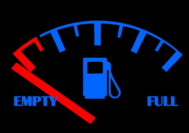 the internet is running out of stuff: illustration of a car gas gauge on empty