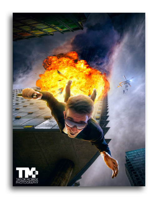 Mission Impossible: An illustration of a nerdy superhero flying toward the viewer away from a huge fiery explosion behind them. Photo attribution: Flickr user taylor-mcbride