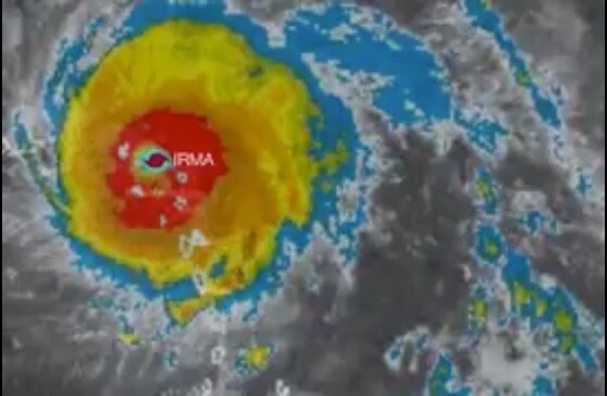 resilience in the face of disaster: a weather map showing hurricane Irma over the island of Anguilla