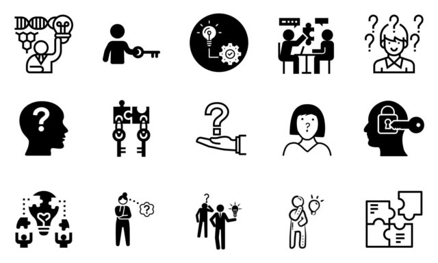 hire curious people: an illustration displaying fifteen icons representing curiosity 