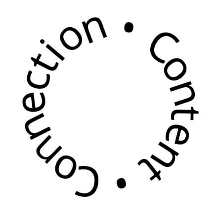 content and connection during an online conference: an illustration consisting of the two words "Content" and "Connection" displayed in a closed circle