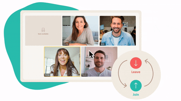 Stooa review: an animated image of four active fishbowl participants in Stooa