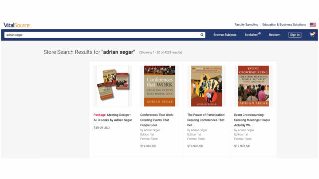 A screenshot of my books available for sale on the VitalSource website.