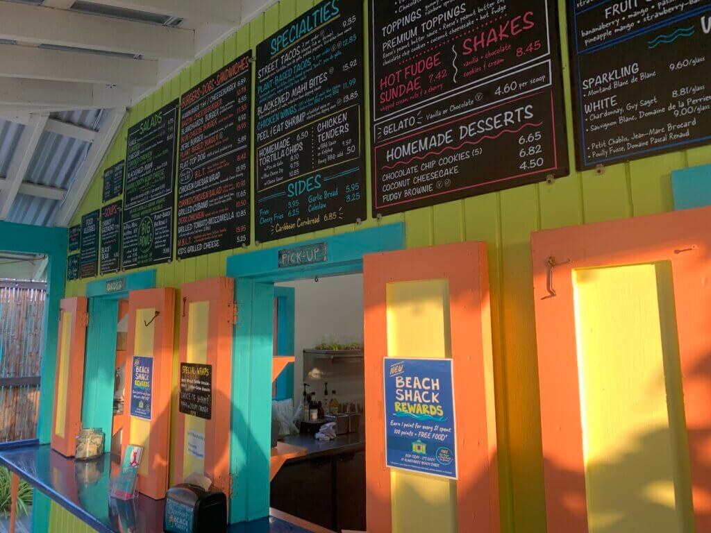 Lessons from Anguilla: Photograph of the menu and serving windows at Blanchards Beach Shack