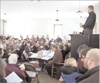 Photograph of people filling the Marlboro (Vermont) Town House for the 2012 Town Meeting. Photograph by Zachary P. Stephens/Reformer