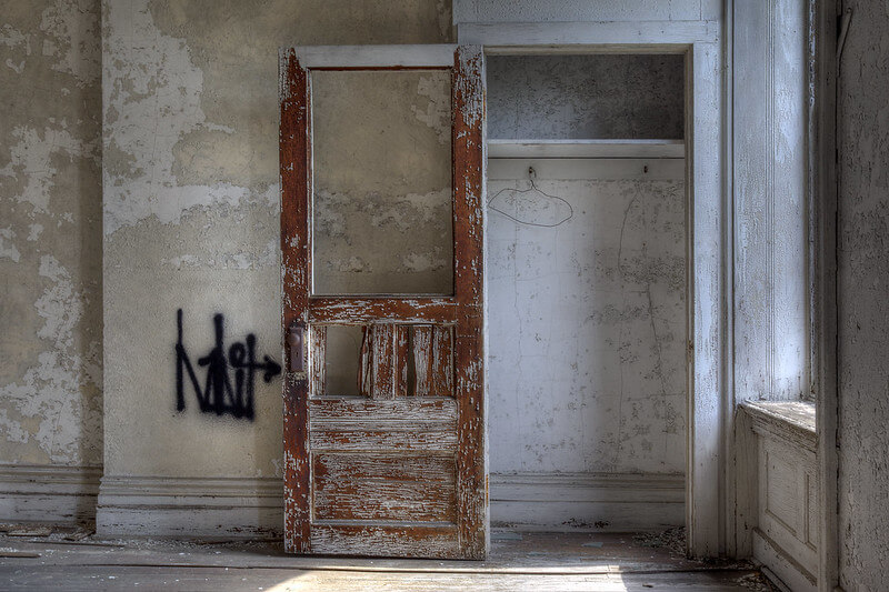 Everywhere is holy. Image from an abandoned sanitarium, a closet containing a single coathanger. Image attribution: Timothy Neesam Timothy Neesam (GumshoePhotos) https://www.flickr.com/photos/neesam/5448000610 under a CC BY-NC-ND 2.0 license